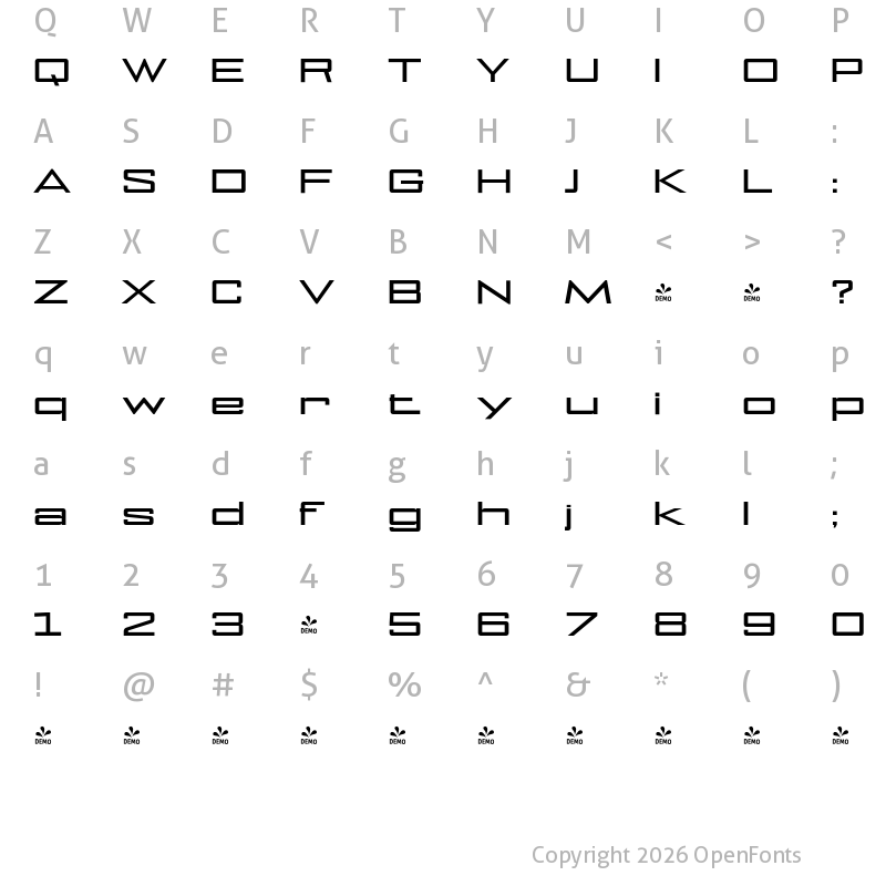 Character Map of FONTSPRING DEMO - NoExit Medium Ultra Expanded Regular