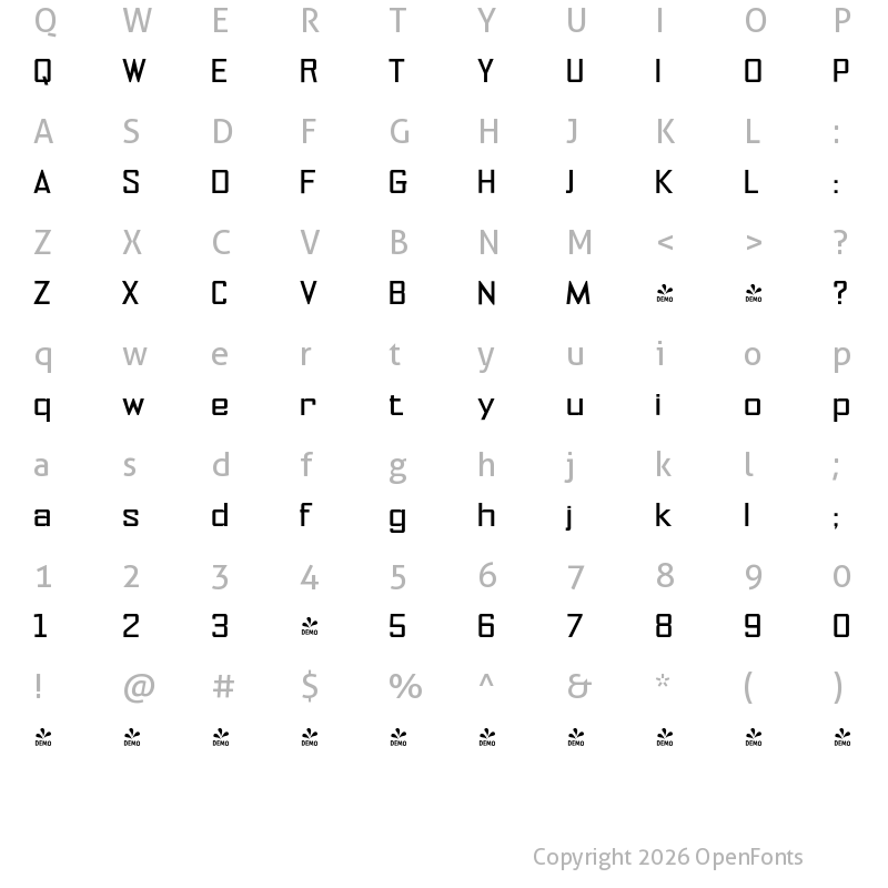 Character Map of FONTSPRING DEMO - NoExit Regular