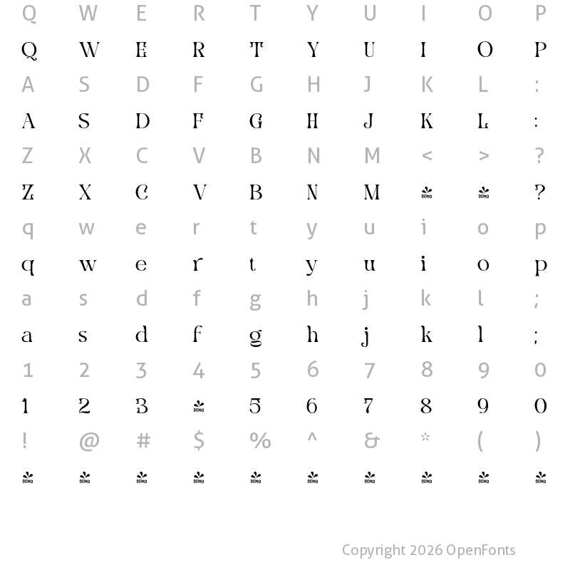 Character Map of FONTSPRING DEMO - Nolliga Regular