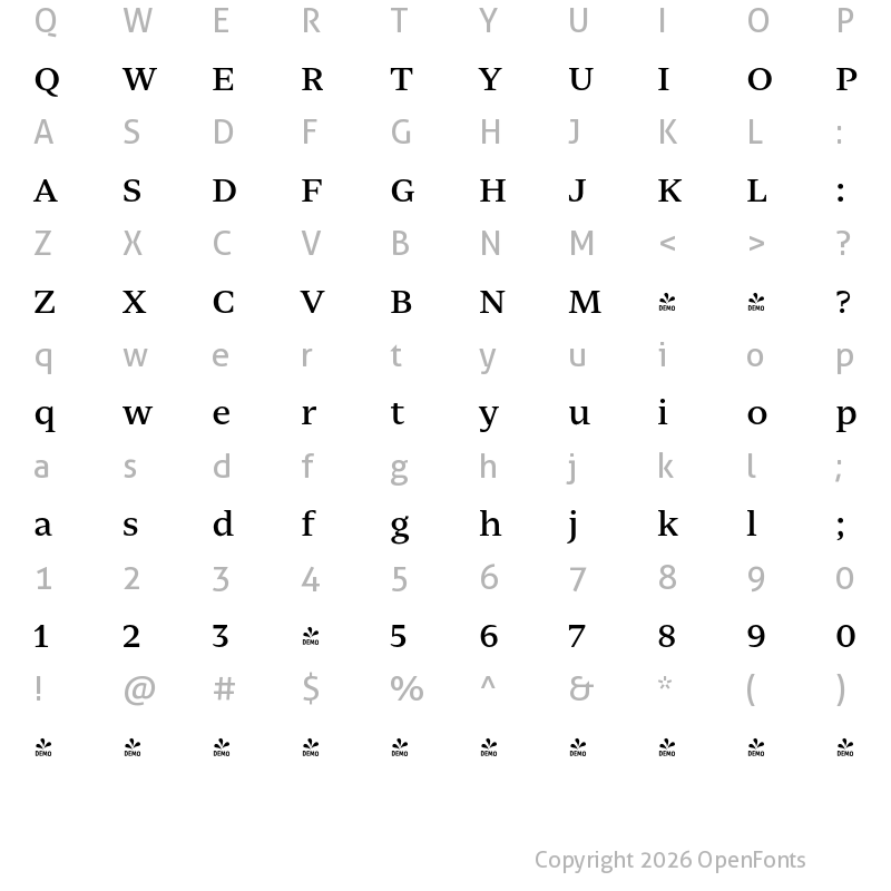 Character Map of FONTSPRING DEMO - Nomada Serif Medium Regular