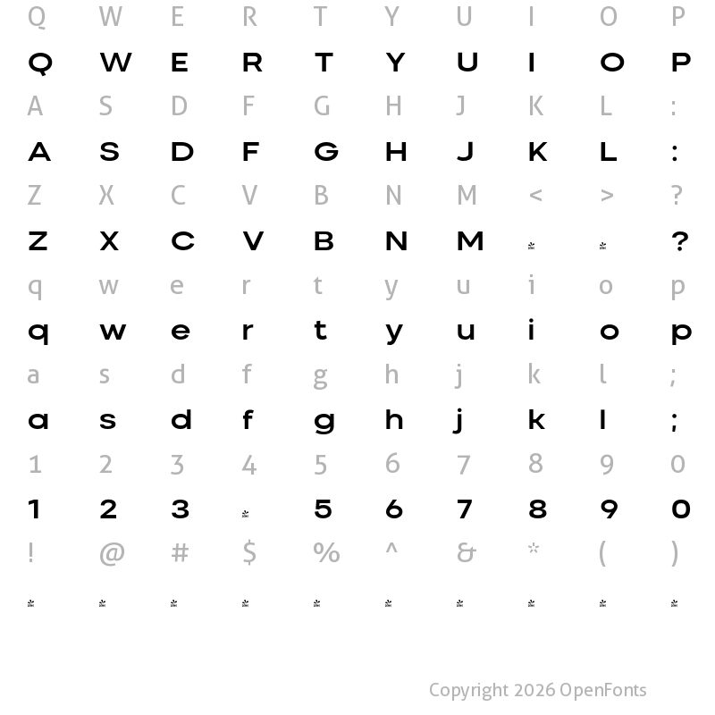 Character Map of FONTSPRING DEMO - Nominee Extended Bold