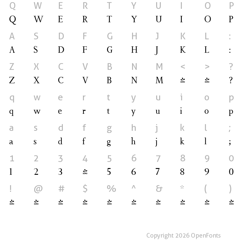 Character Map of FONTSPRING DEMO - Non Solus Regular
