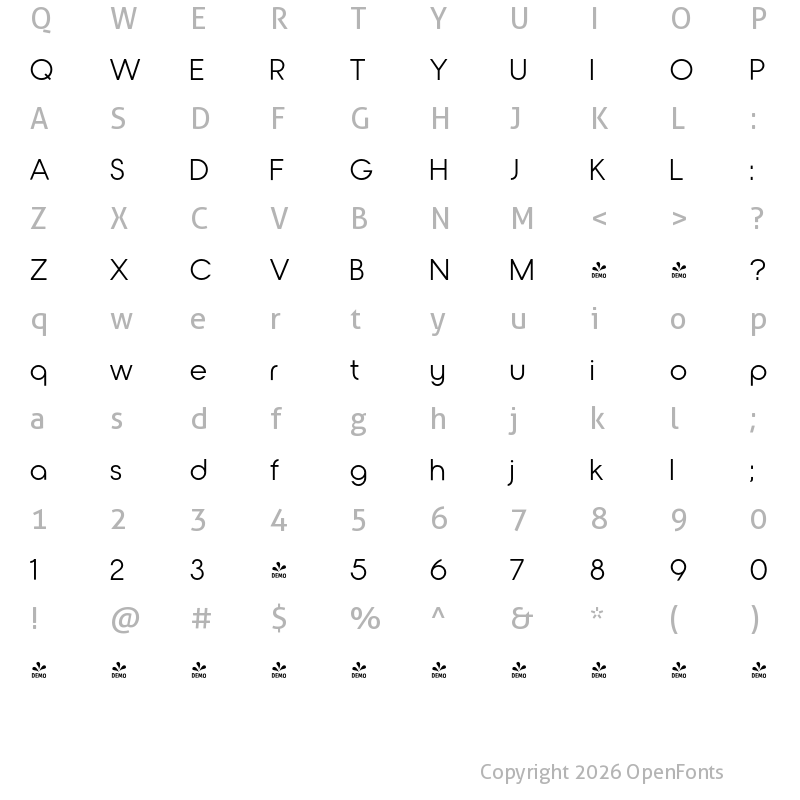 Character Map of FONTSPRING DEMO - Nordeco Cyrillic Regular