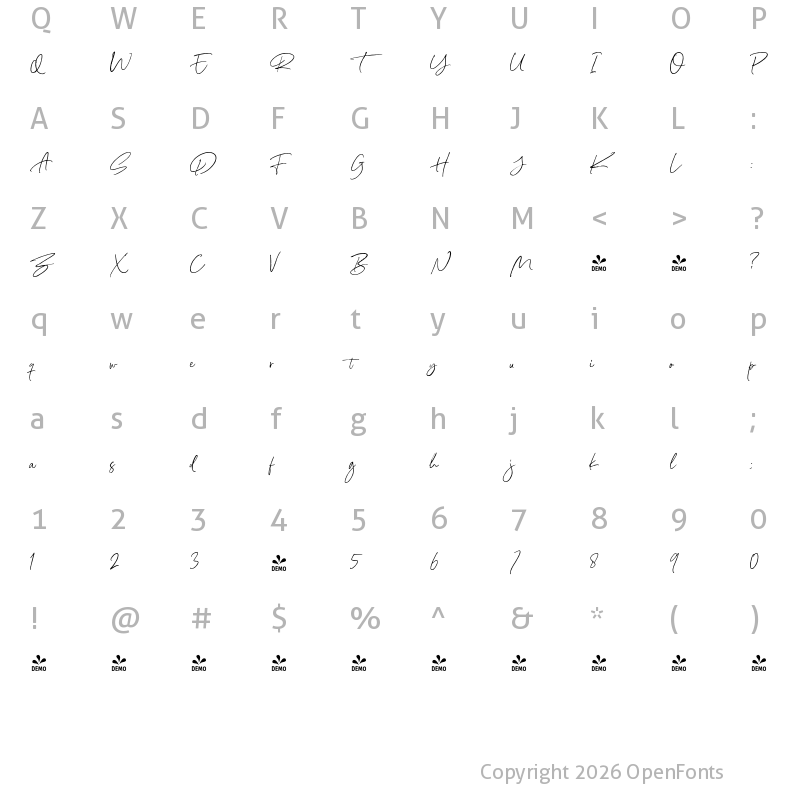 Character Map of FONTSPRING DEMO - North Avellion Regular