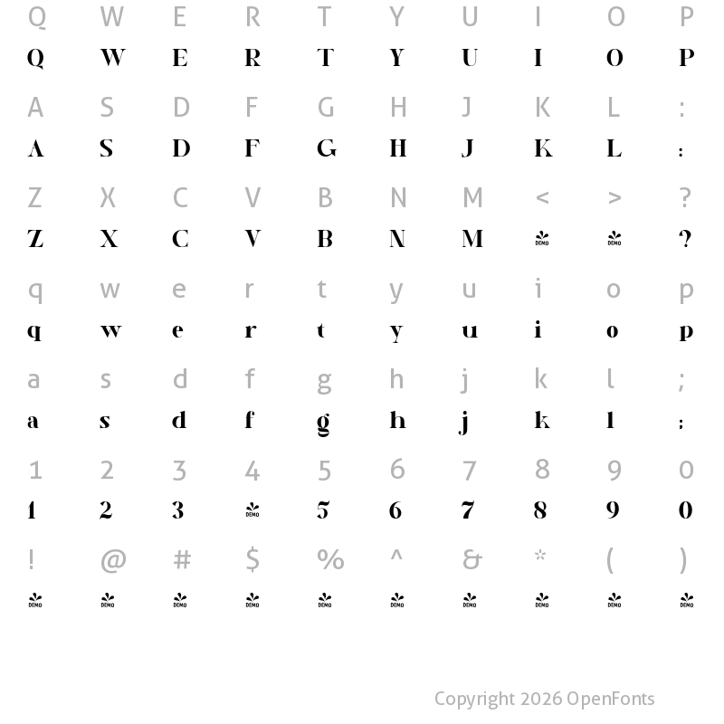 Character Map of FONTSPRING DEMO - Nortika Medium
