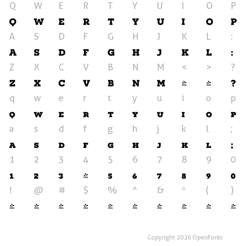 Character Map of FONTSPRING DEMO - Novecento SR Wide UltBld Regular