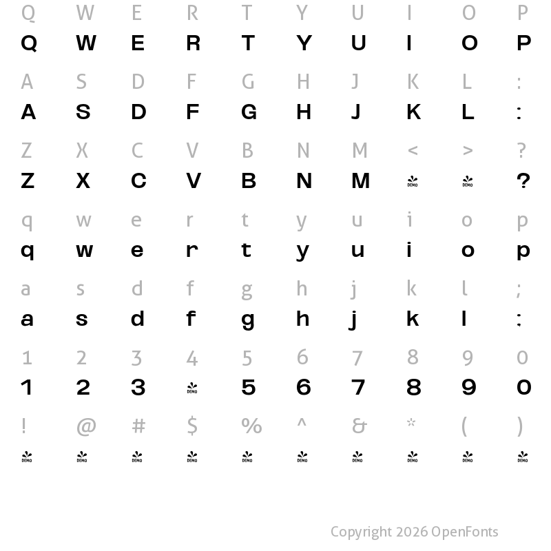 Character Map of FONTSPRING DEMO - Oddlini Semi Bold Semi Expanded Regular