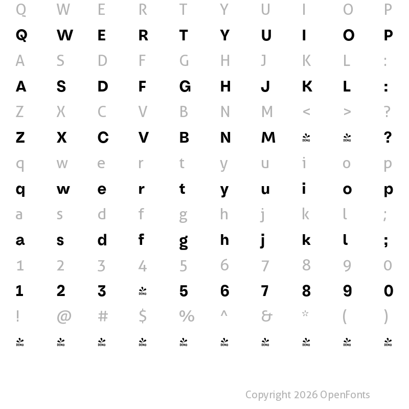 Character Map of FONTSPRING DEMO - Oddval Text SemiBold Regular