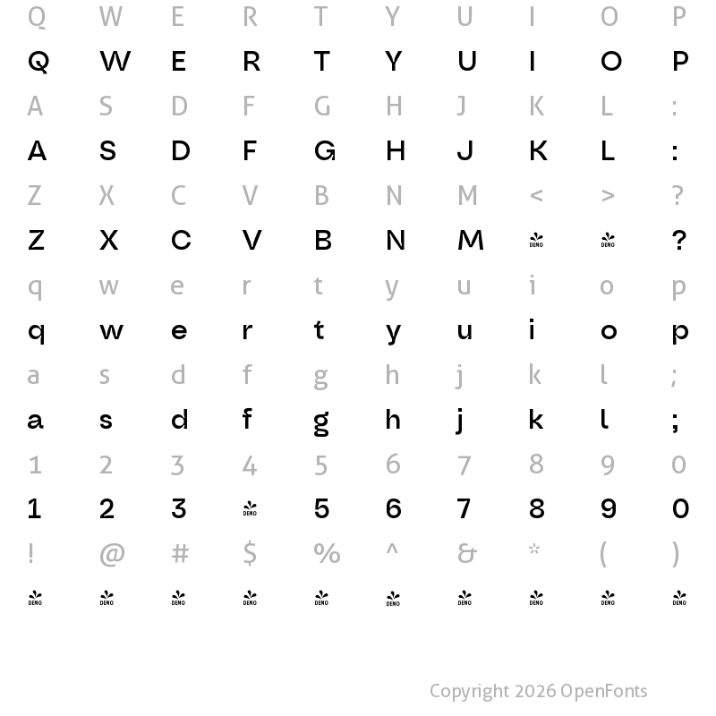 Character Map of FONTSPRING DEMO - Oddval Variable Medium Regular