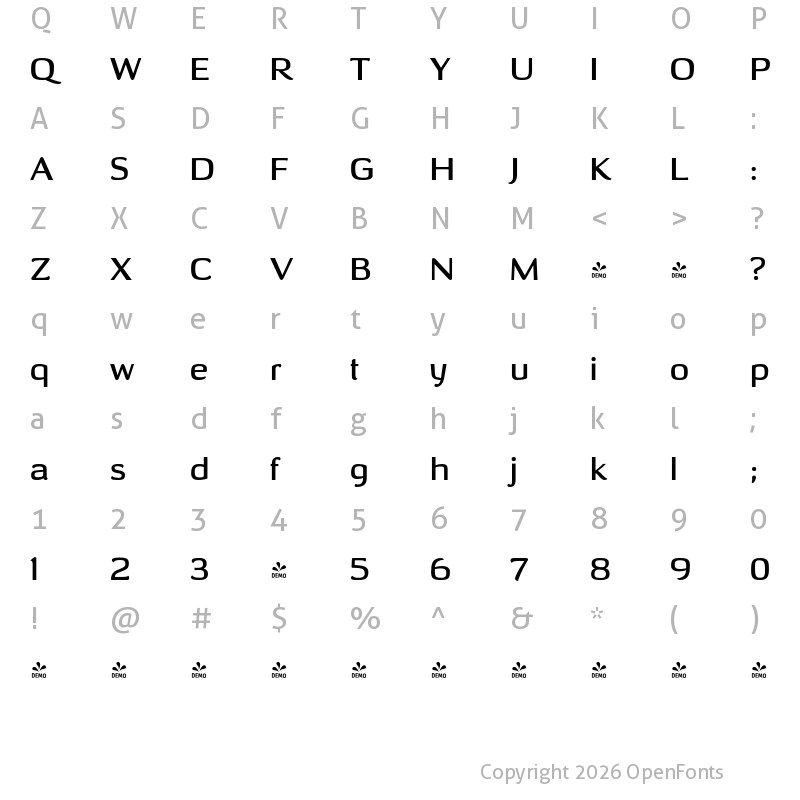 Character Map of FONTSPRING DEMO - Ohitashi Sb Regular