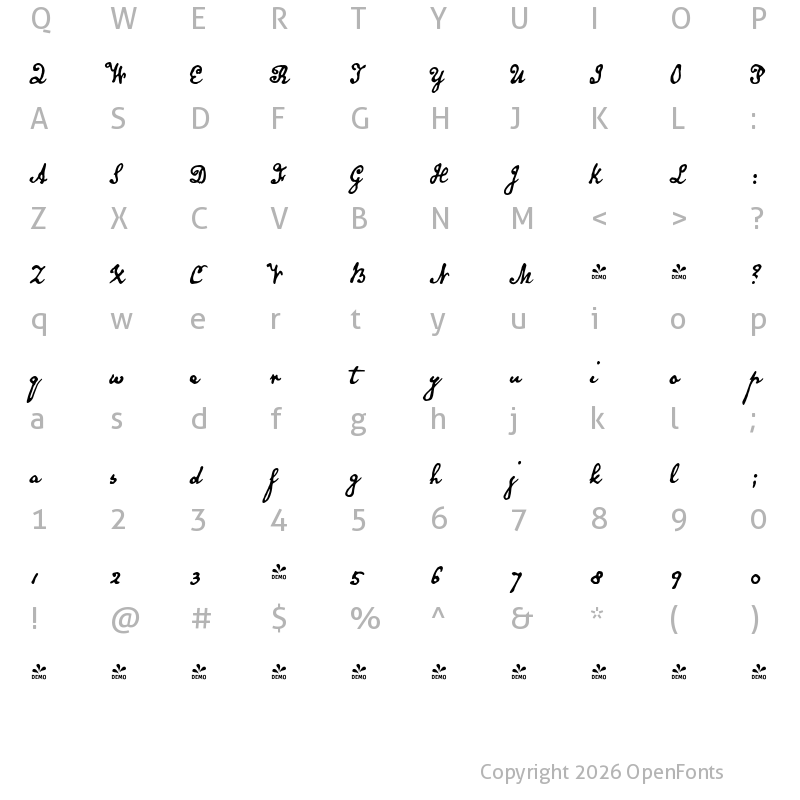 Character Map of FONTSPRING DEMO - Old Man Eloquent Bold