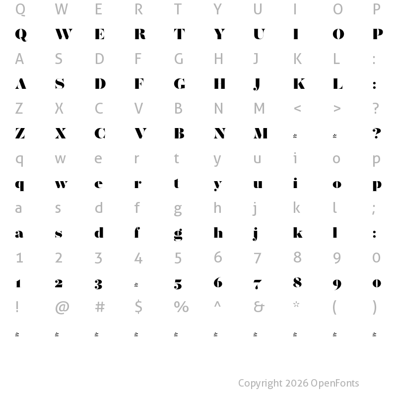 Character Map of FONTSPRING DEMO - Operetta 52 Black Regular