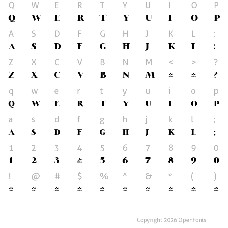 Character Map of FONTSPRING DEMO - Opheline Black Regular