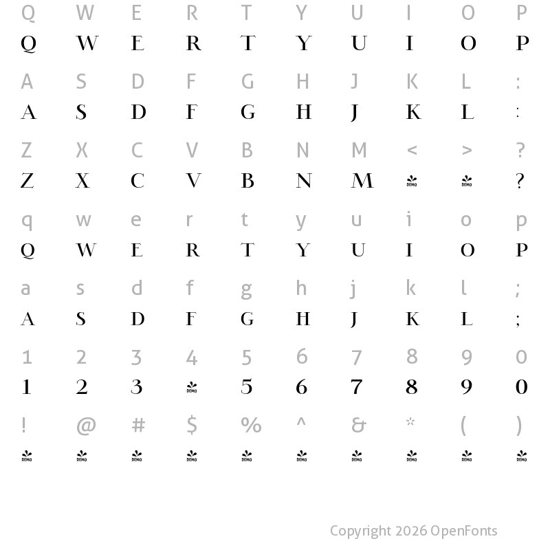 Character Map of FONTSPRING DEMO - Opheline Med Regular