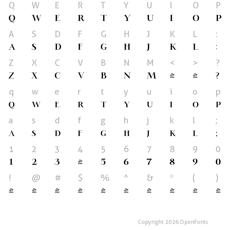 Character Map of FONTSPRING DEMO - Opheline SemBd Regular