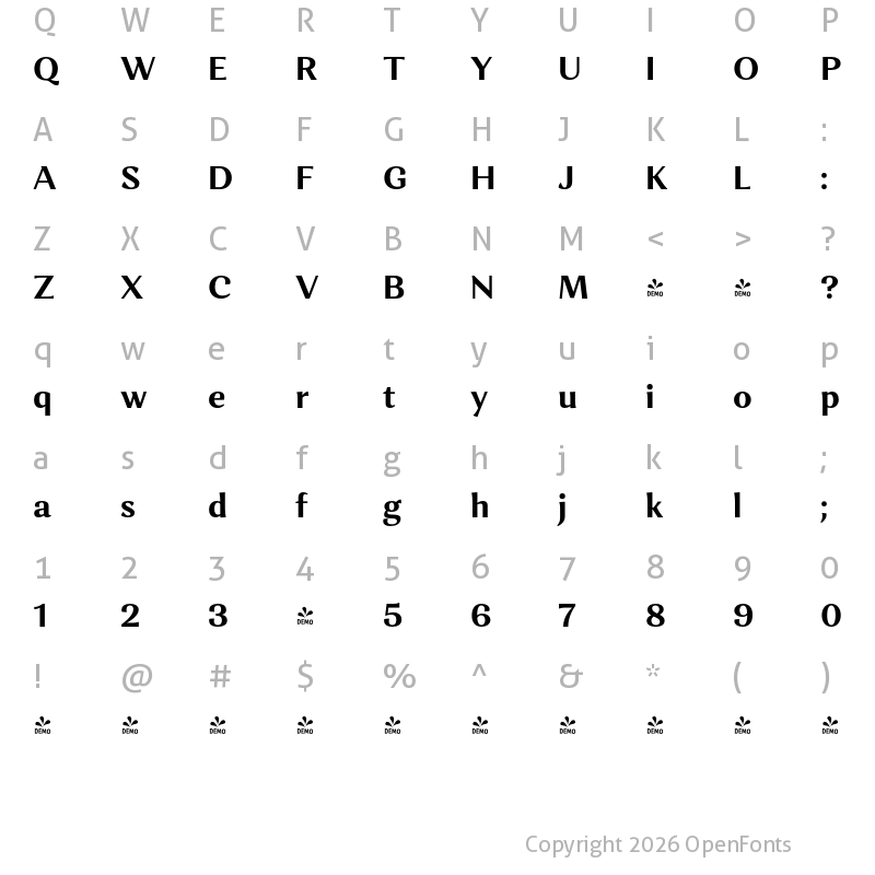Character Map of FONTSPRING DEMO - Orchidea Pro Bold