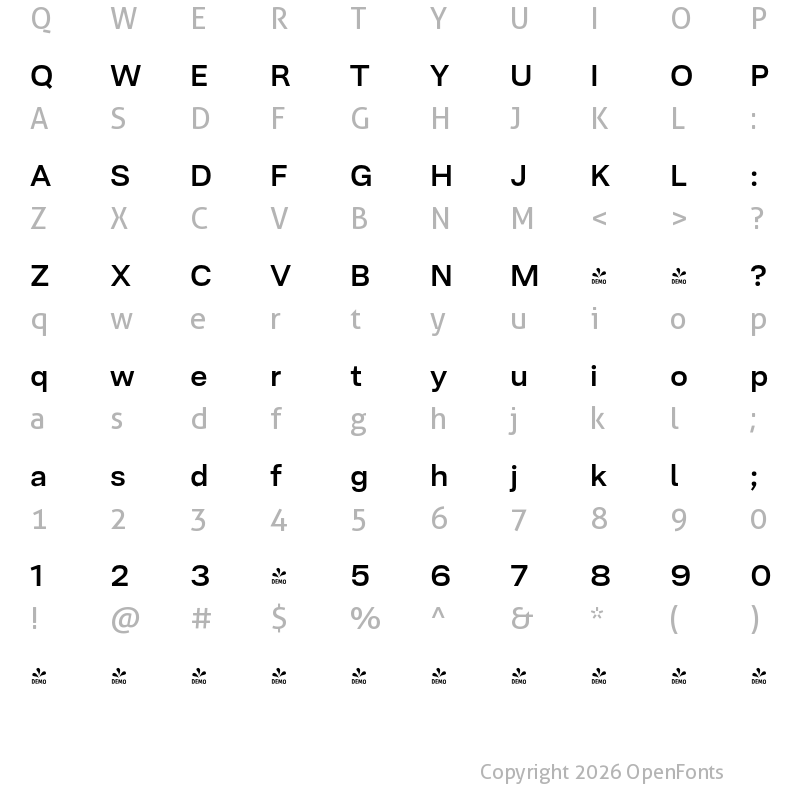 Character Map of FONTSPRING DEMO - Ordina Semibold Regular