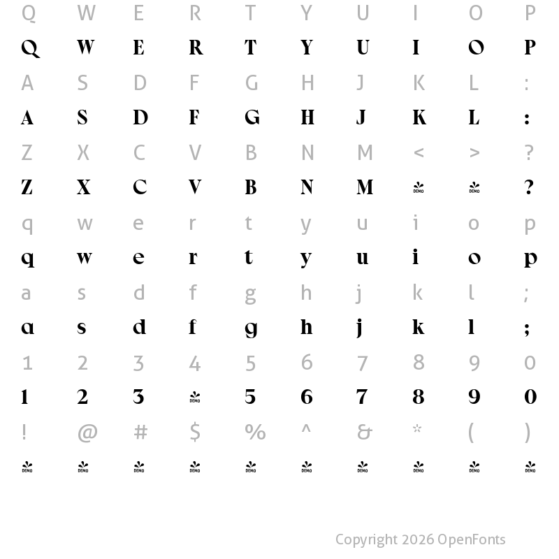 Character Map of FONTSPRING DEMO - Osbourne 03 Black Regular