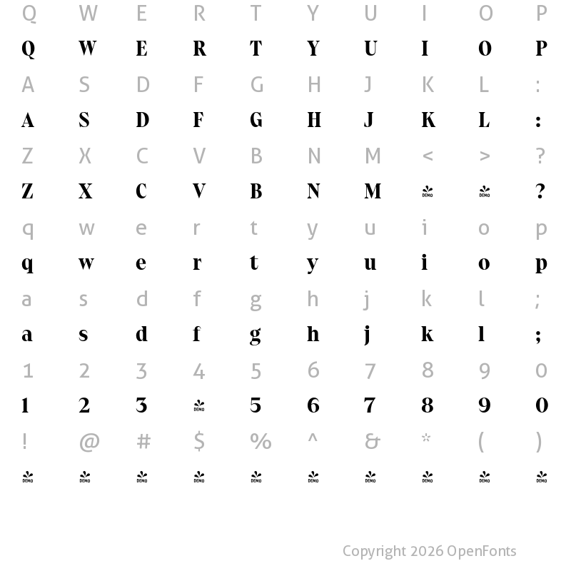 Character Map of FONTSPRING DEMO - Osbourne Pro Black Regular