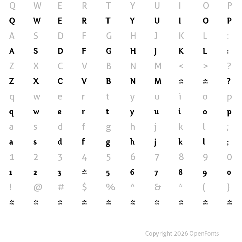 Character Map of FONTSPRING DEMO - Otari-Bold Regular