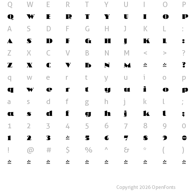 Character Map of FONTSPRING DEMO - Overbold Infant Regular