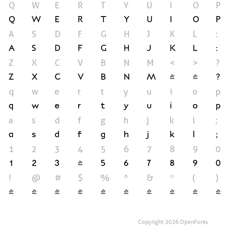 Character Map of FONTSPRING DEMO - P22 Coda Bold