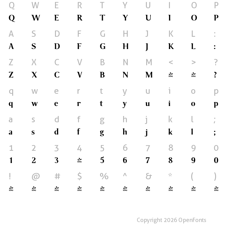 Character Map of FONTSPRING DEMO - P22 Foxtrot Sans Pro Bold