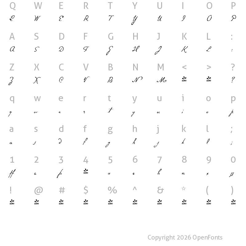 Character Map of FONTSPRING DEMO - P22 Gauguin Alternate Regular