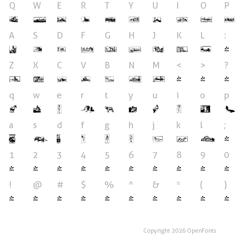 Character Map of FONTSPRING DEMO - P22 Hopper Sketches Regular