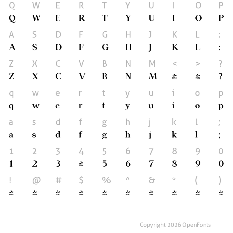 Character Map of FONTSPRING DEMO - P22 Late November Pro Bold