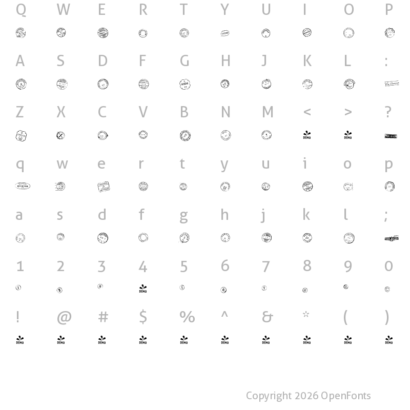 Character Map of FONTSPRING DEMO - P22 Marcel Euro Post Two Regular