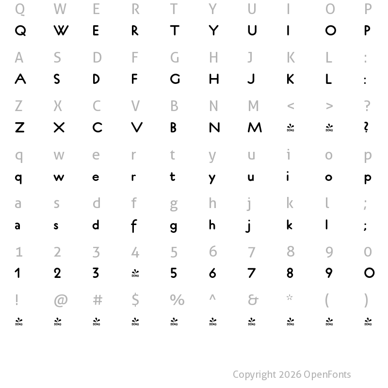 Character Map of FONTSPRING DEMO - P22 Platten Neu Demi Regular