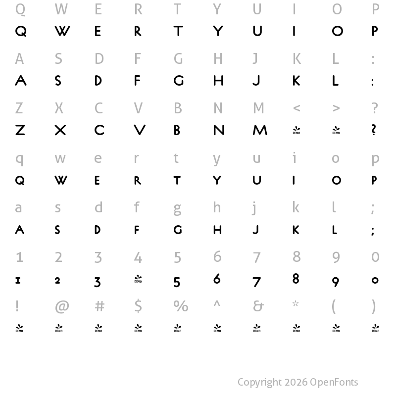 Character Map of FONTSPRING DEMO - P22 Platten Neu Demi SC Regular
