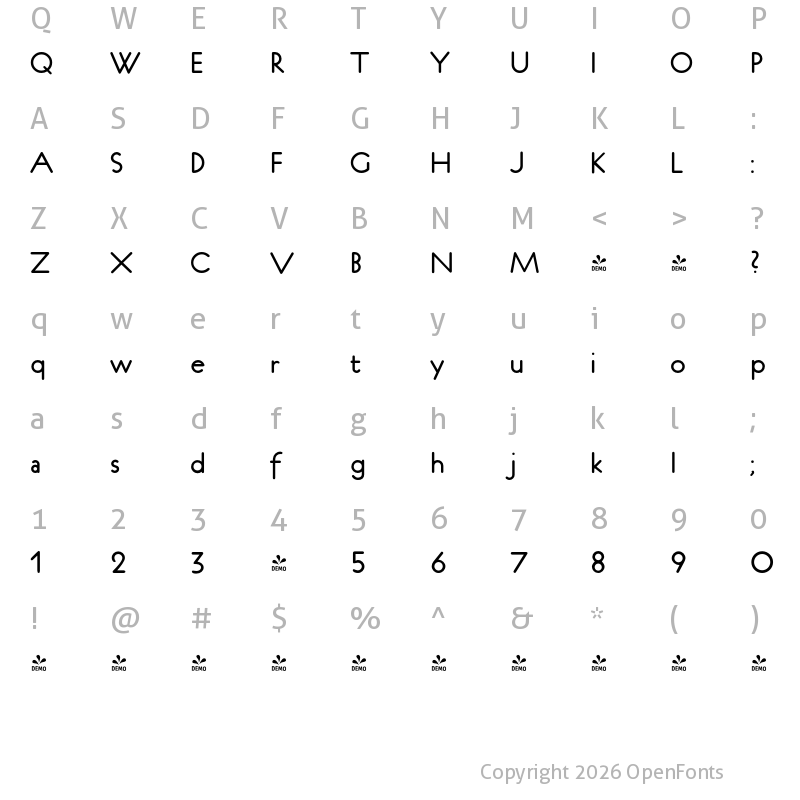 Character Map of FONTSPRING DEMO - P22 Platten Neu Regular