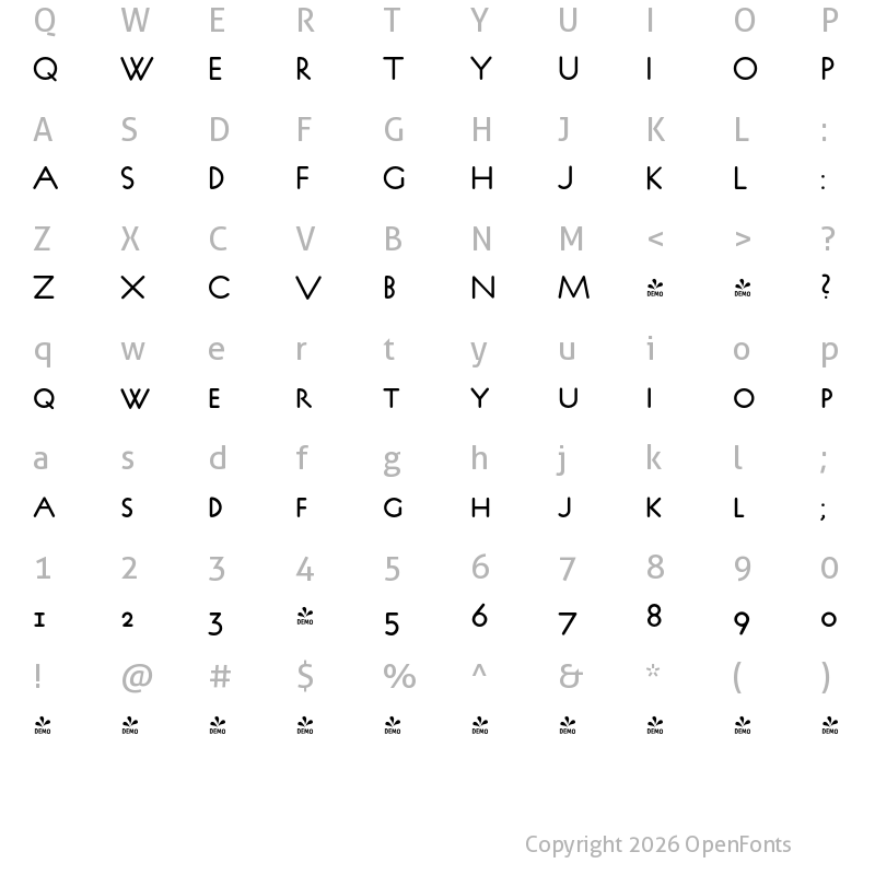 Character Map of FONTSPRING DEMO - P22 Platten Neu SC Regular