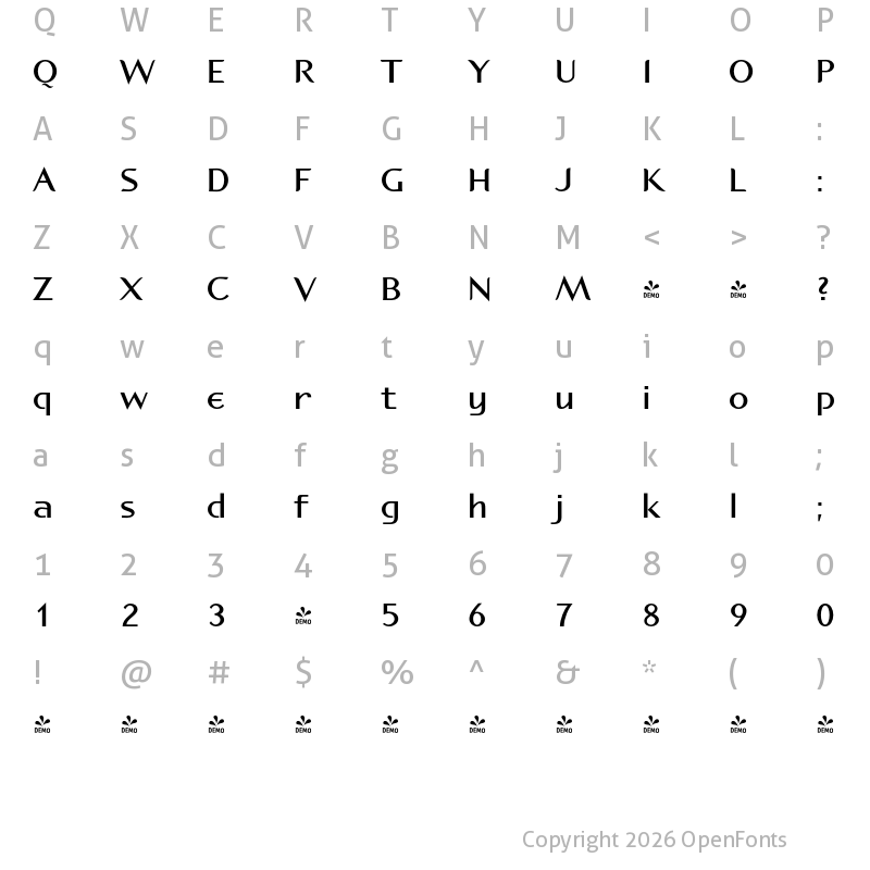 Character Map of FONTSPRING DEMO - P22 Spiggie Pro Bold