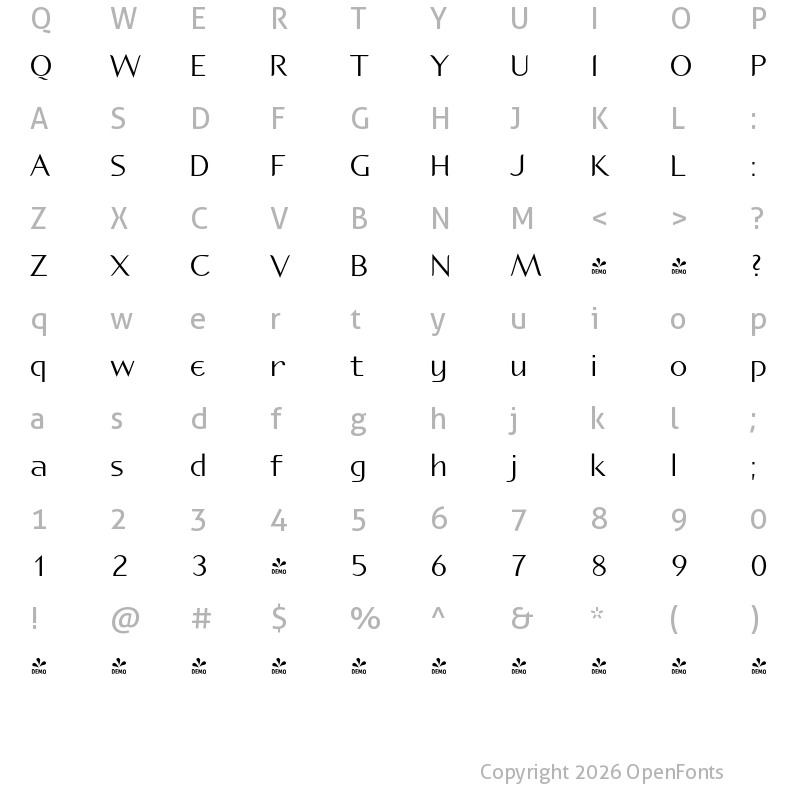 Character Map of FONTSPRING DEMO - P22 Spiggie Pro Regular
