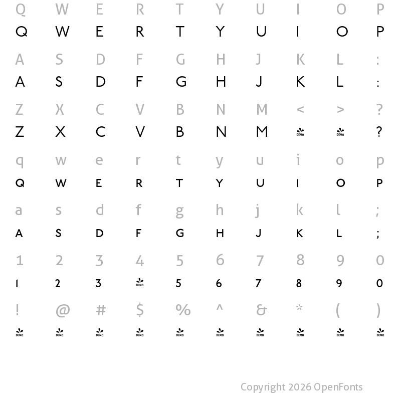 Character Map of FONTSPRING DEMO - P22 Underground Book PCp Regular