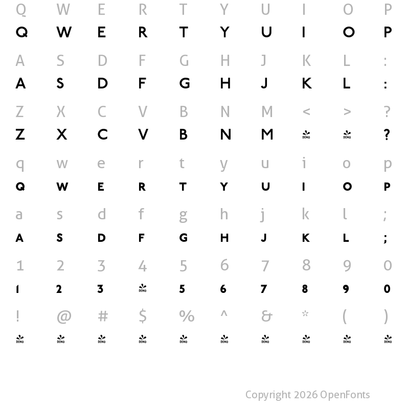 Character Map of FONTSPRING DEMO - P22 Underground GR Demi PCp Regular