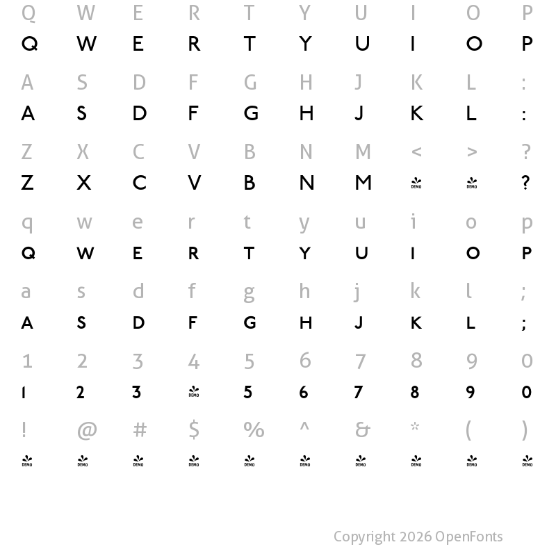 Character Map of FONTSPRING DEMO - P22 Underground GR Med SC Regular