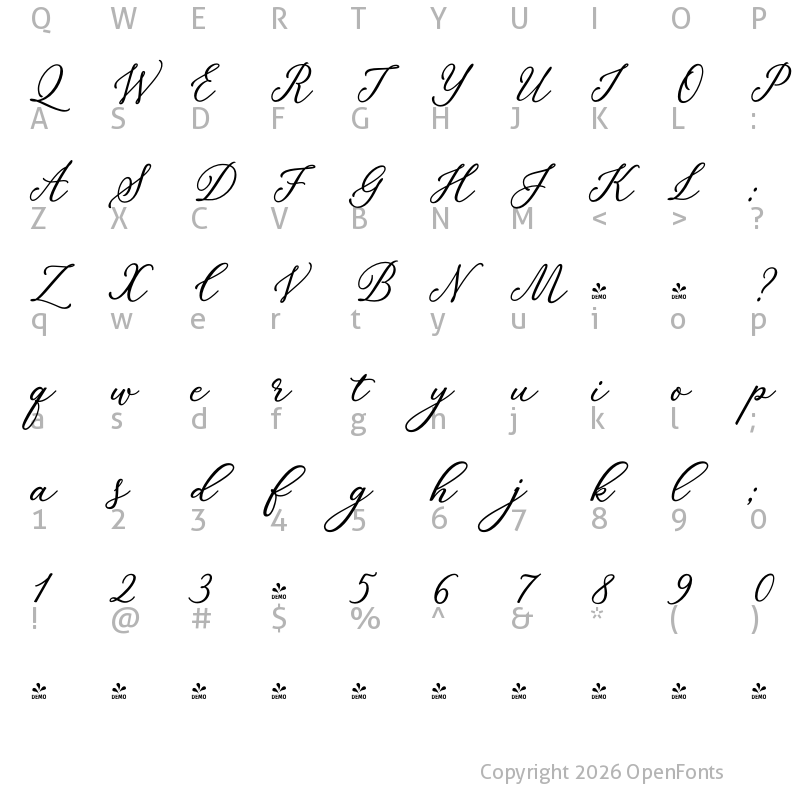 Character Map of FONTSPRING DEMO - PalominoScrC Rg Regular