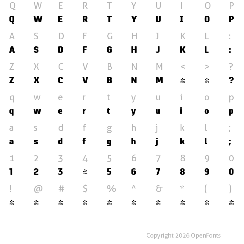 Character Map of FONTSPRING DEMO - Pancetta Pro Bl Regular