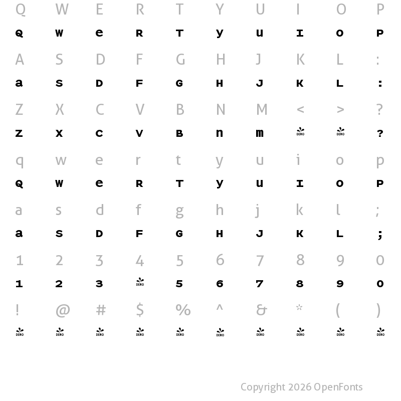 Character Map of FONTSPRING DEMO - Panoptica Sans Bold