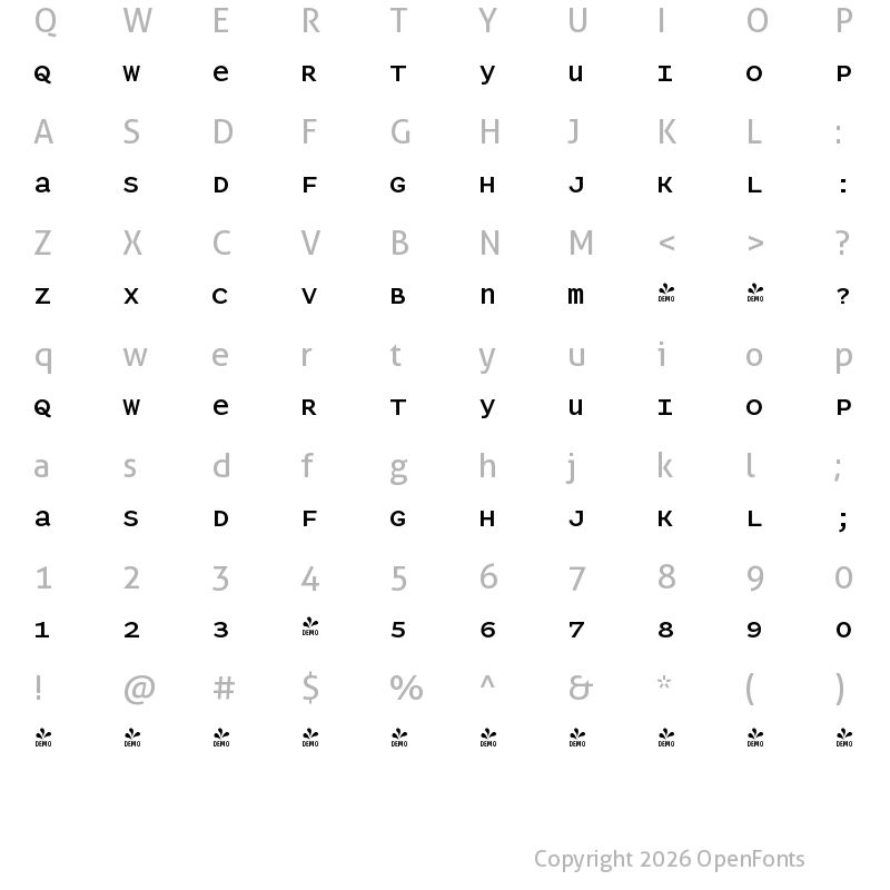 Character Map of FONTSPRING DEMO - Panoptica Sans Medium Regular