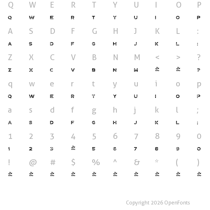 Character Map of FONTSPRING DEMO - PaperTiger Sans P Regular