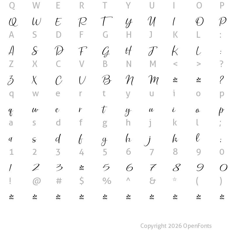 Character Map of FONTSPRING DEMO - Paprika W Expanded Regular