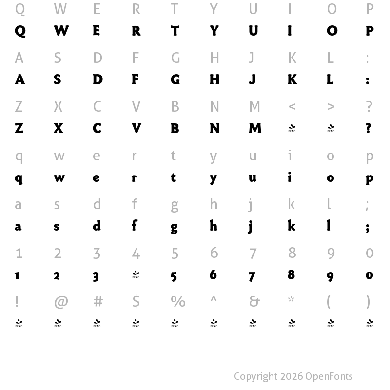 Character Map of FONTSPRING DEMO - ParadigmPro-ExtraBold Regular