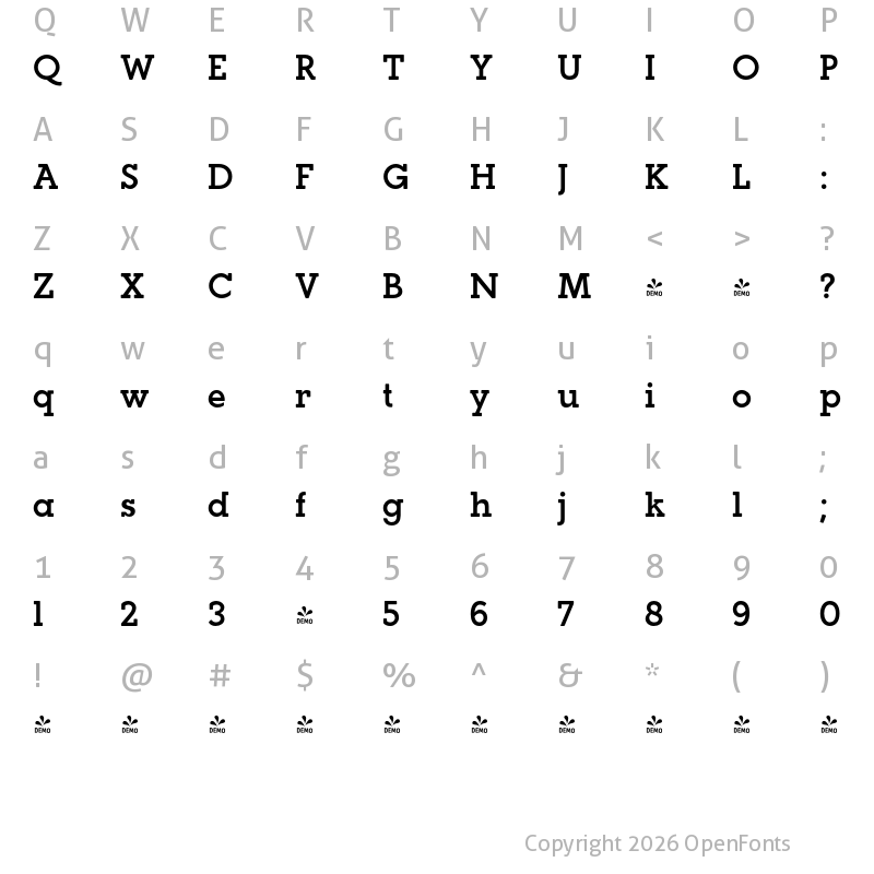 Character Map of FONTSPRING DEMO - Paralex DemiBold Regular