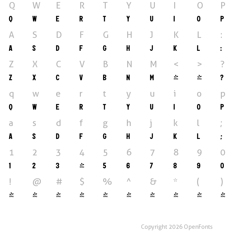 Character Map of FONTSPRING DEMO - Perfume Sans 3 Bold