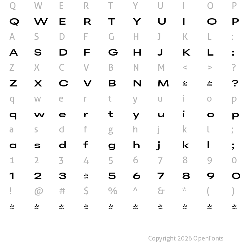 Character Map of FONTSPRING DEMO - Peridot Latin Extended SemiBold Regular